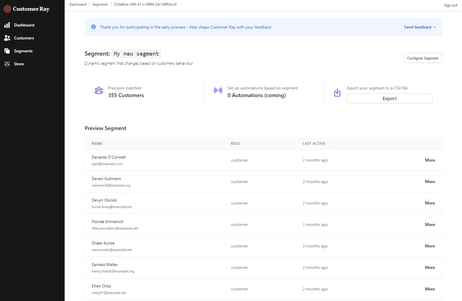 Customer Ray Customer Segmentation Screenshot